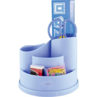 Exerz Desk Organiser with Safety Scissors, Ruler, Eraser, Clips - Blue