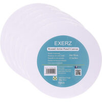 Exerz 30cm Round Canvas Panels 6pcs- 3mm 280gsm 100% Cotton Diameter 30cm Canvas Board