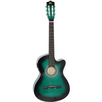 HOMCOM 38 Inch Acoustic Electric Guitar, Beginner Junior Adult Guitar Gloss Finish with Carrying Case - Dark Green