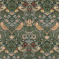 William Morris Strawberry Thief Velvet Fabric Forest 140cm