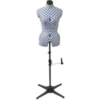 Sew Stylish Tailors Dummy Geometric Medium Blue White UK Dress Size 16-20