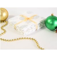 5 Fat Quarter Bundle Christmas Cotton Fabric with Foil White Silver 50x52cm
