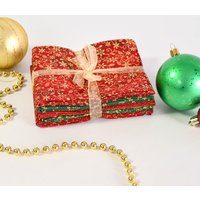 5 Fat Quarter Bundle Christmas Cotton Fabric with Foil Blenders 50x52cm