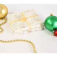 5 Fat Quarter Bundle Christmas Cotton Fabric with Foil Cream Gold 50x52cm